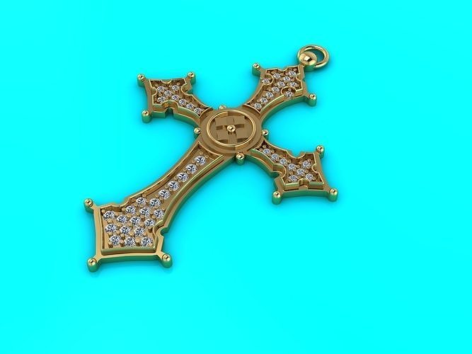 Cross with 47 diamonds 38mm height 3D print model