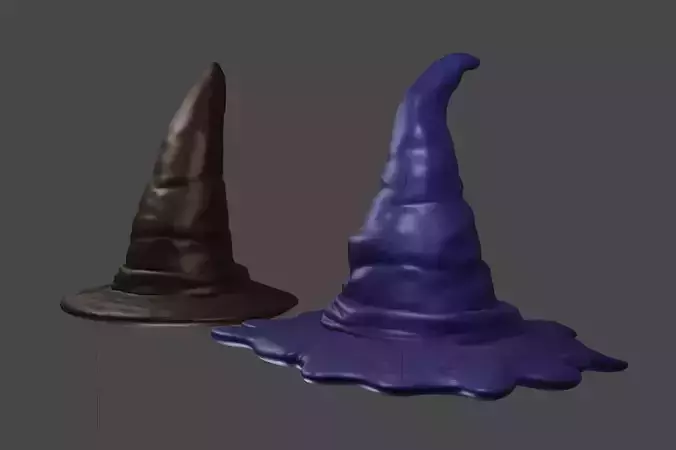 2 Witch Hats for printing  customizing Halloweendecor high poly