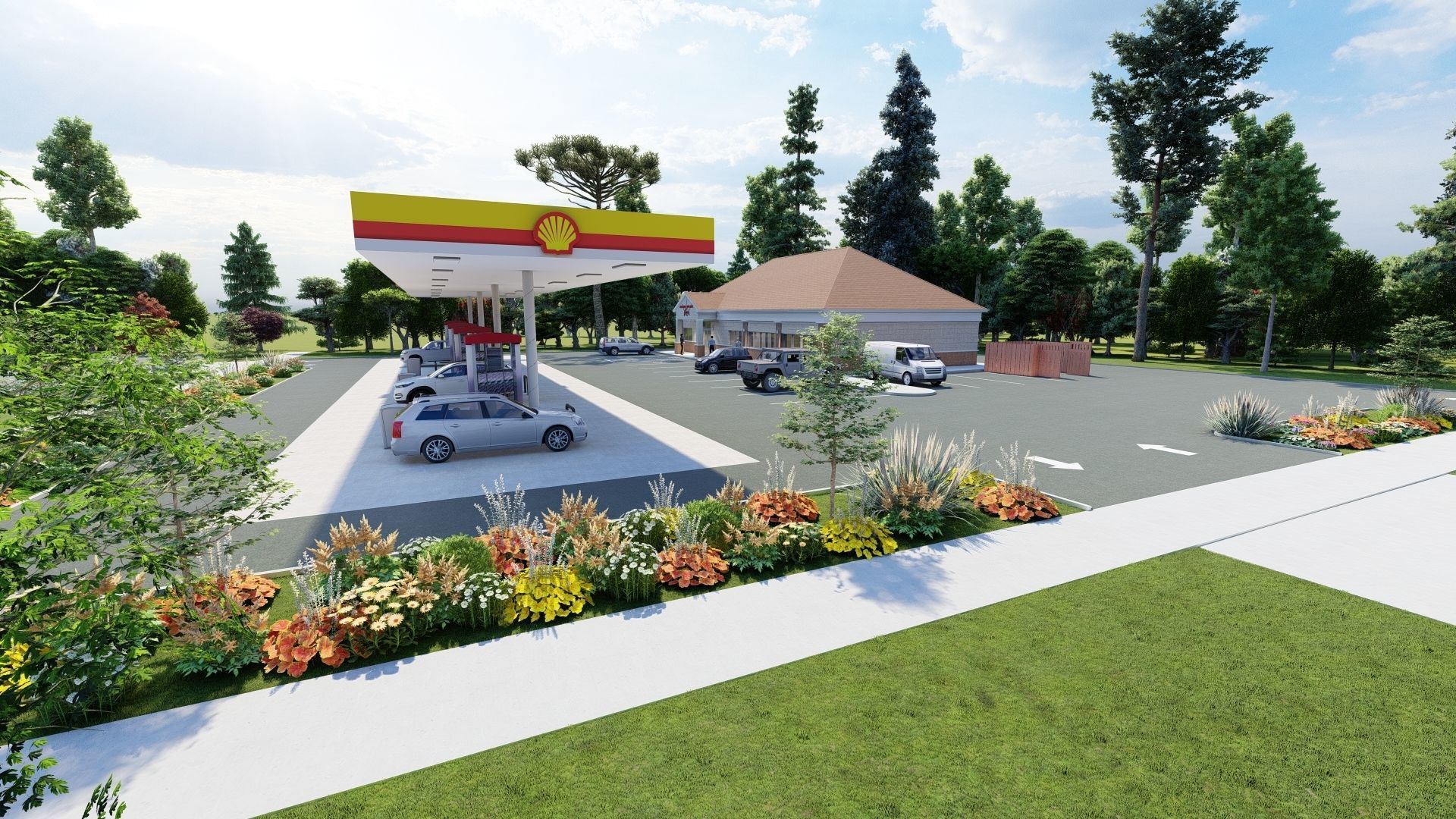 Small Shell Gas Station 3D model_4