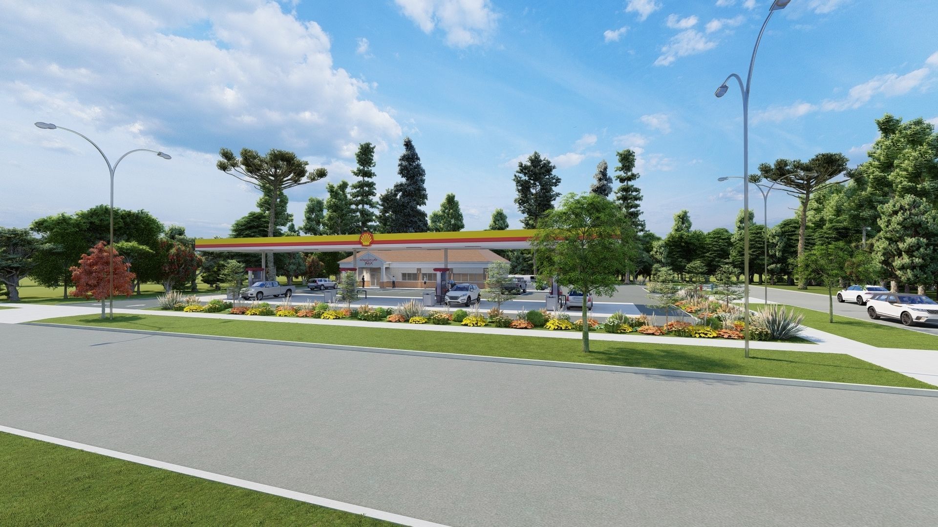 Small Shell Gas Station 3D model_8