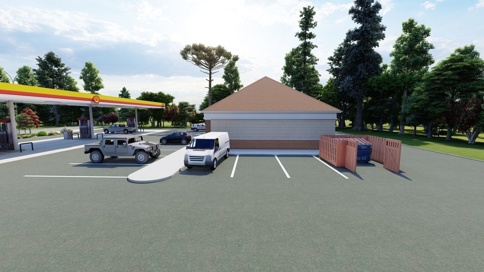 Small Shell Gas Station 3D model_5