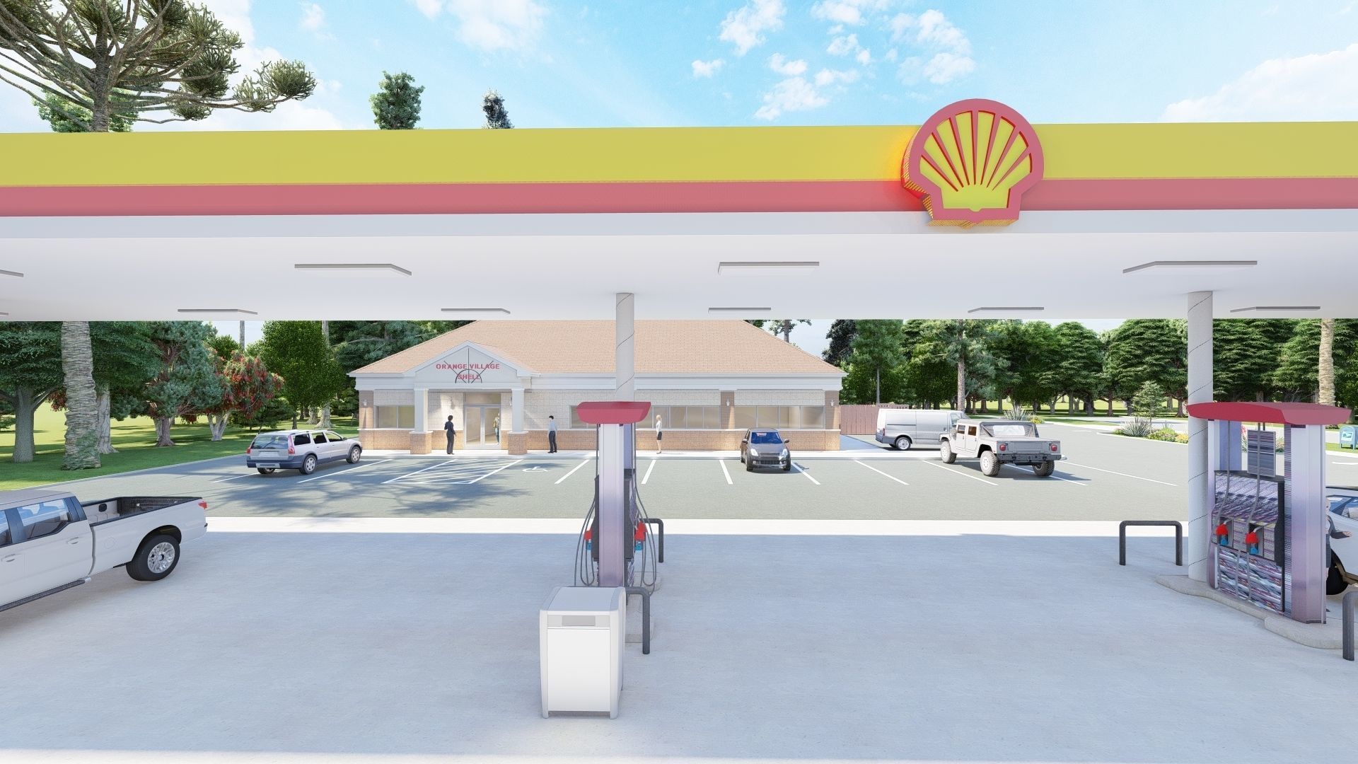 Small Shell Gas Station 3D model_9