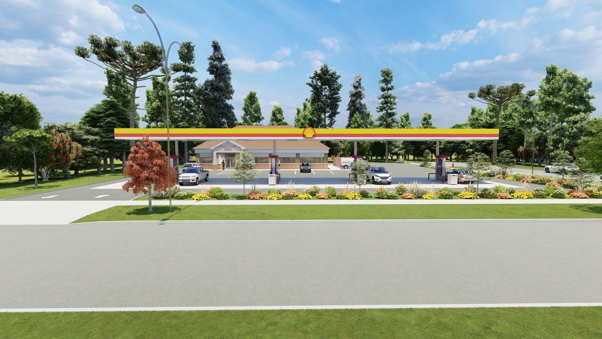 Small Shell Gas Station 3D model_11