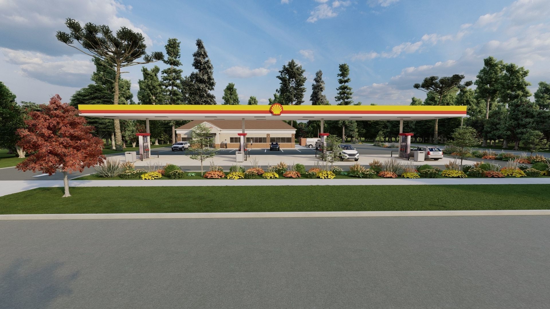Small Shell Gas Station 3D model_13