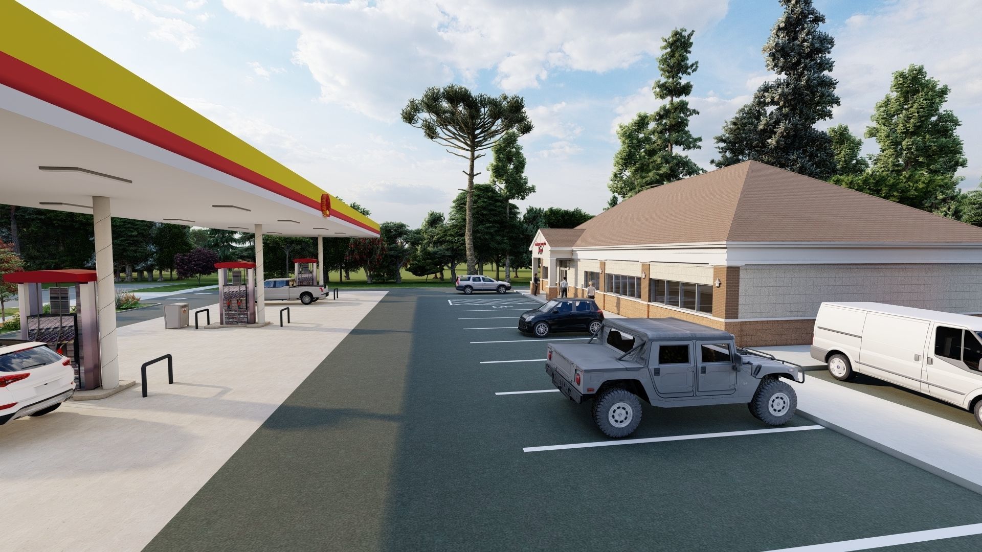 Small Shell Gas Station 3D model_18