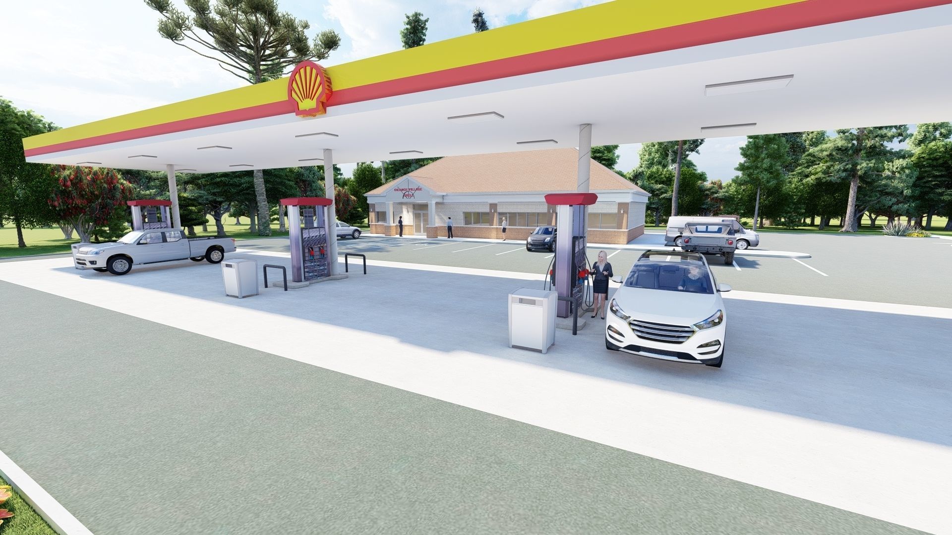 Small Shell Gas Station 3D model_2