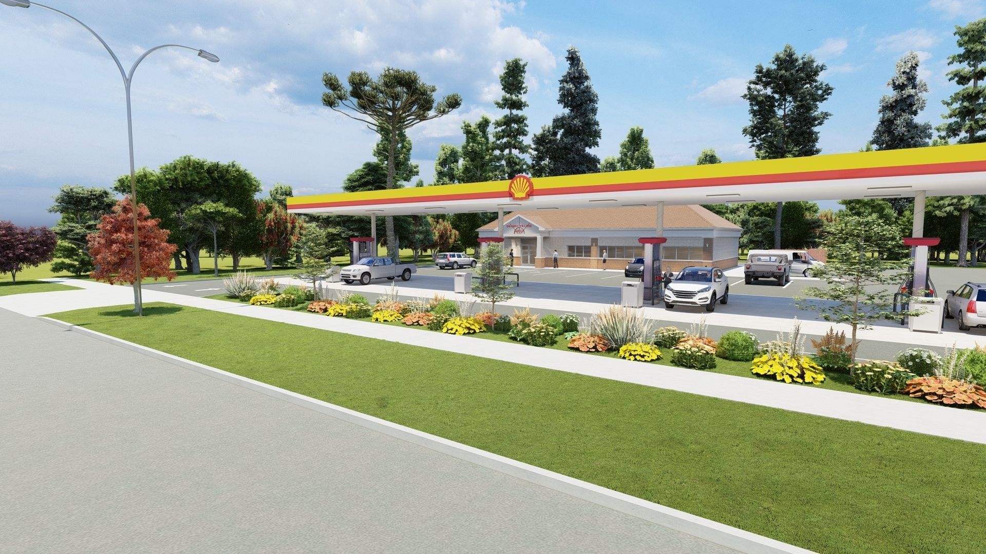 Small Shell Gas Station 3D model_12