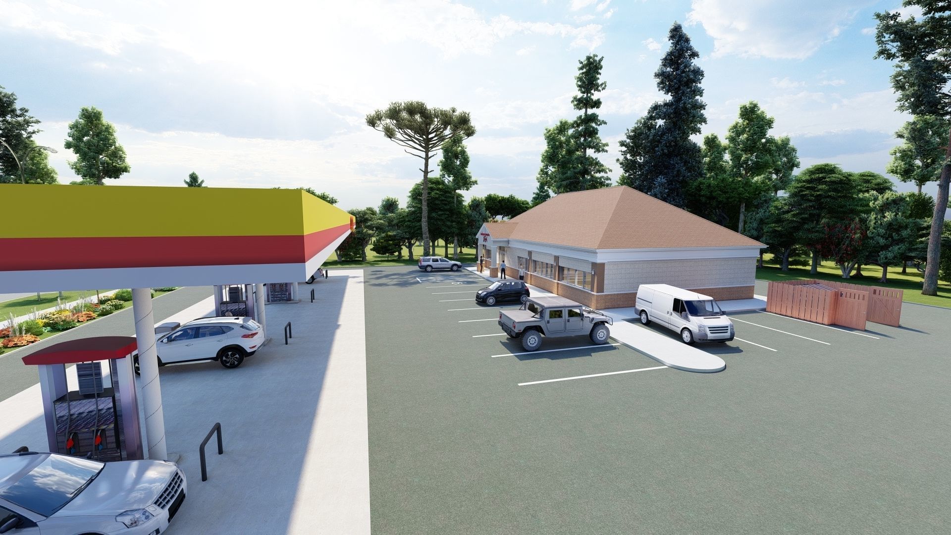 Small Shell Gas Station 3D model_6