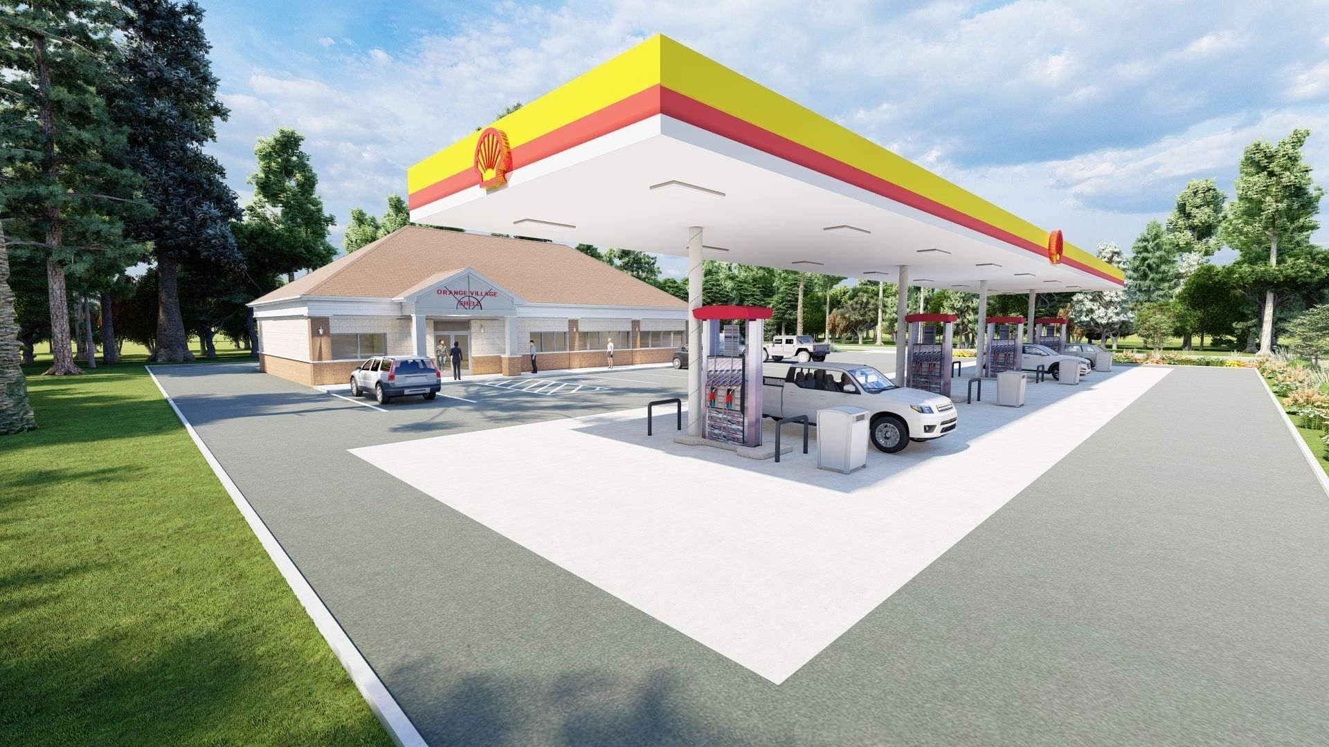 Small Shell Gas Station 3D model_19