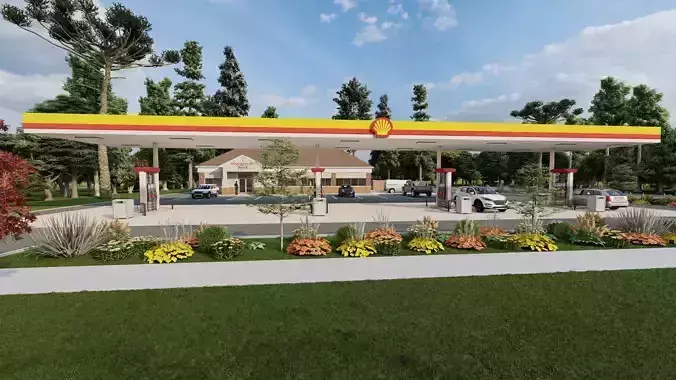 Small Shell Gas Station 3D model