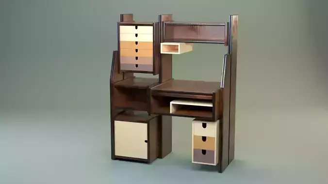 Mid-Century Modern Italian Wooden Desk with Drawers 1960s