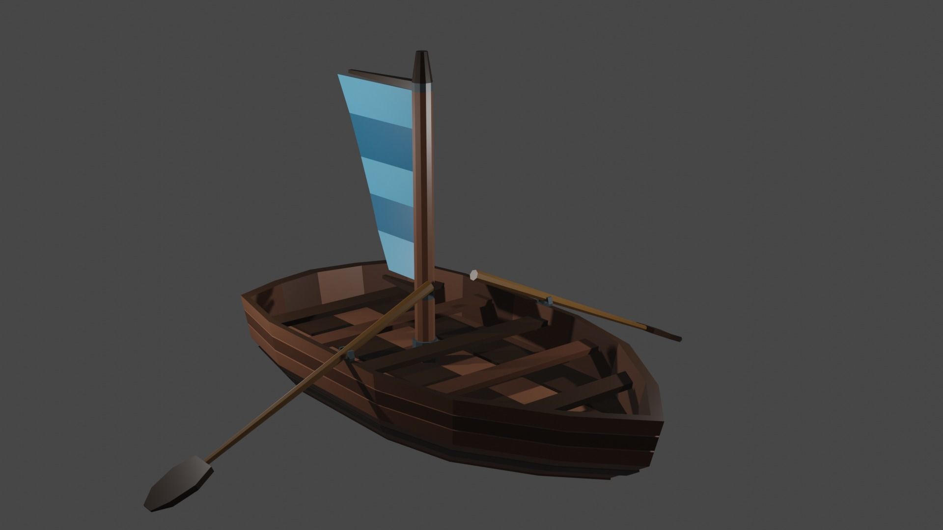 Boat for game low Poly  Low-poly 3D model_3