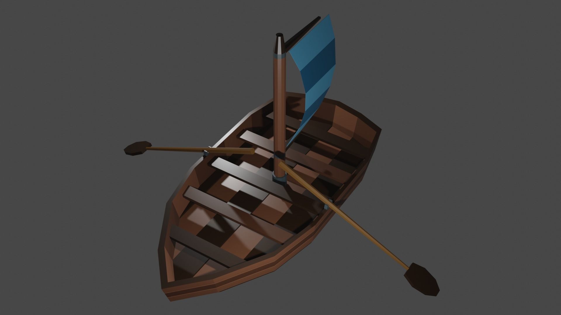 Boat for game low Poly  Low-poly 3D model_2