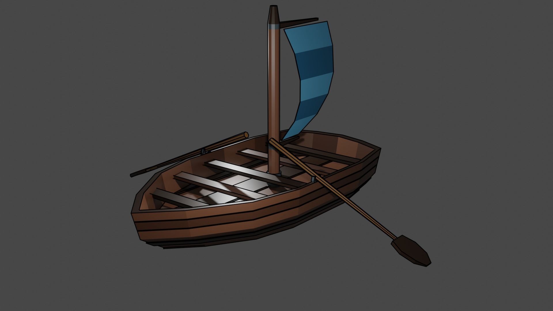 Boat for game low Poly  Low-poly 3D model_4