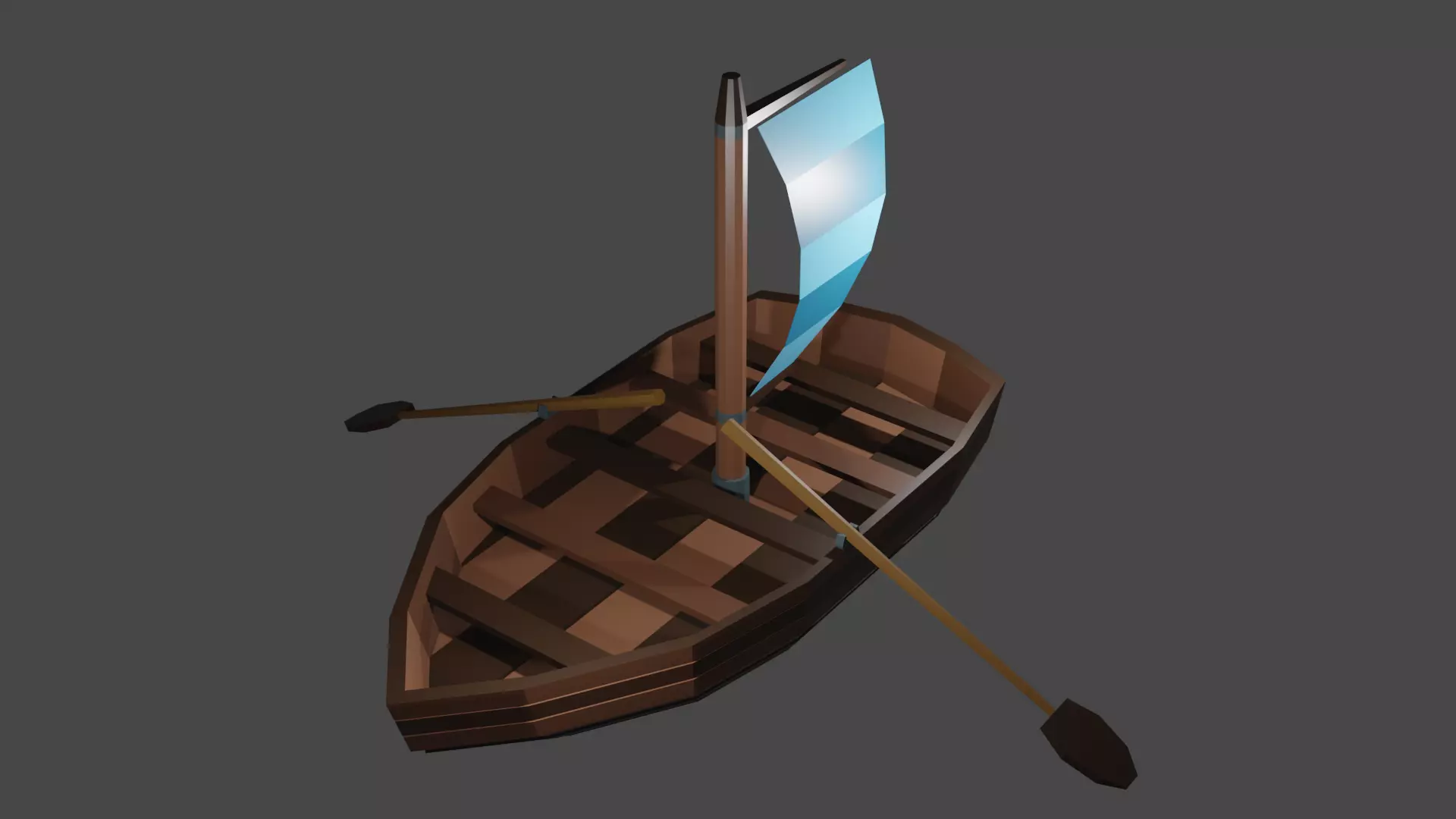 Boat for game low Poly  Low-poly 3D model_0