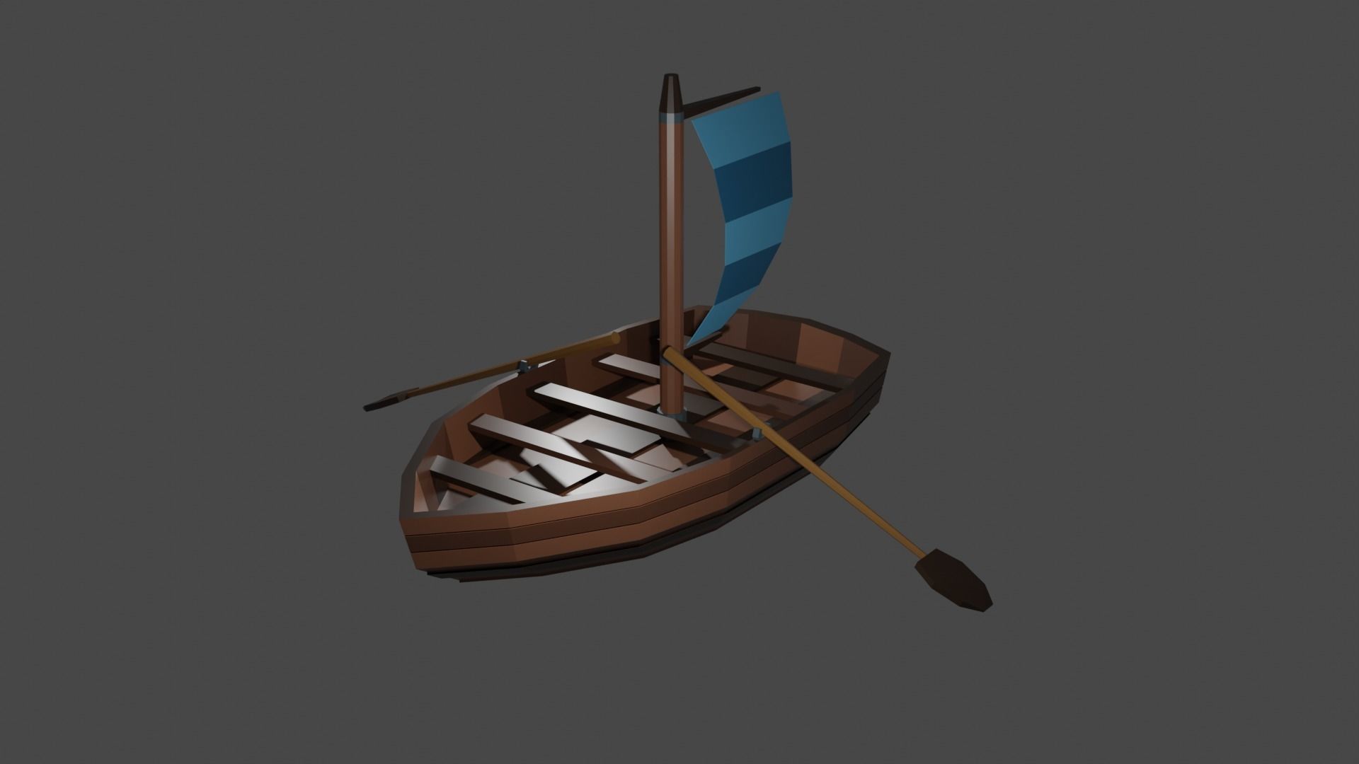 Boat for game low Poly  Low-poly 3D model_1