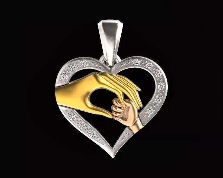 Mother and child love pendant two hands and a heart 662 3D print model