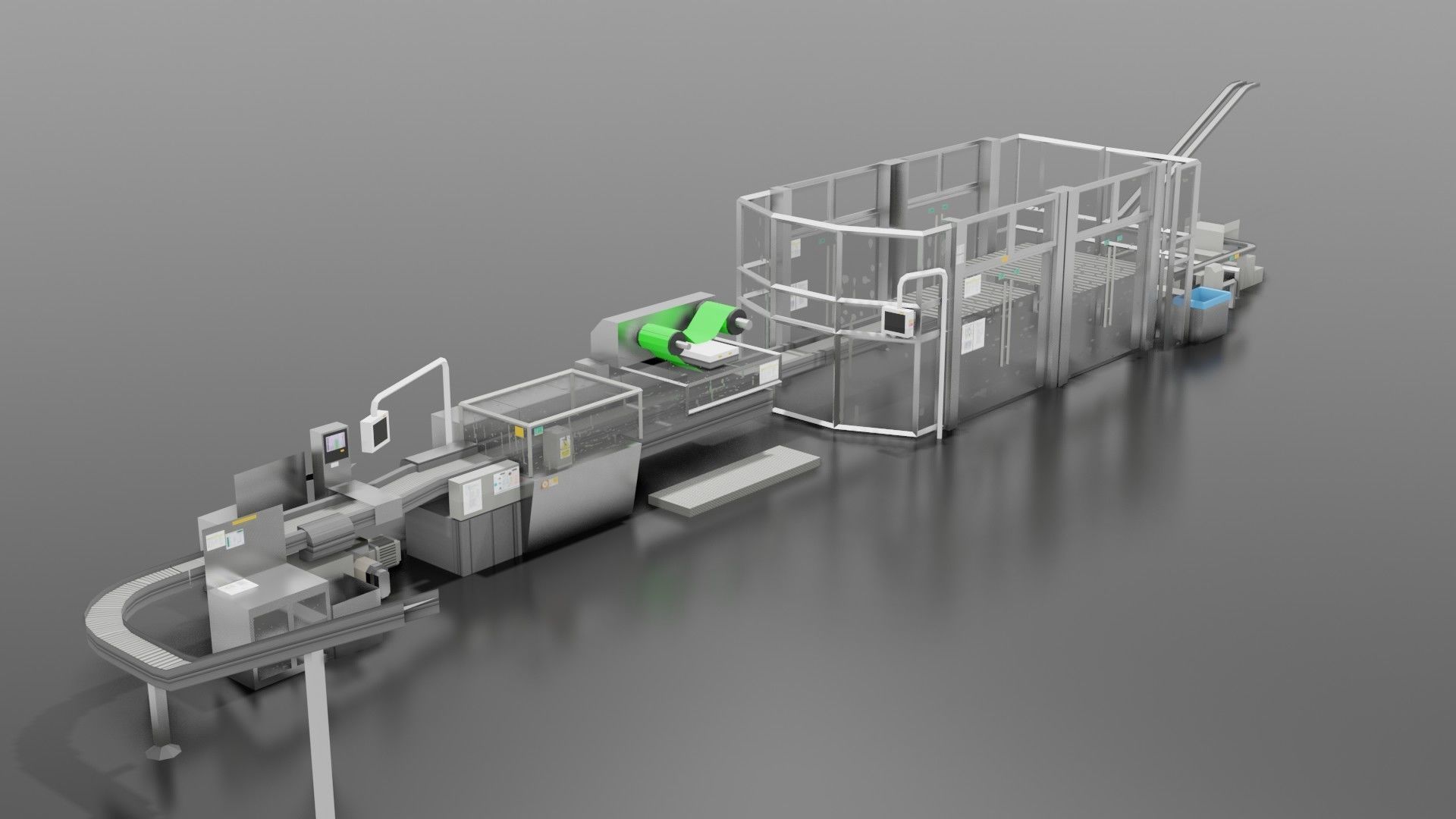 Packaging Line Low-poly 3D model_2