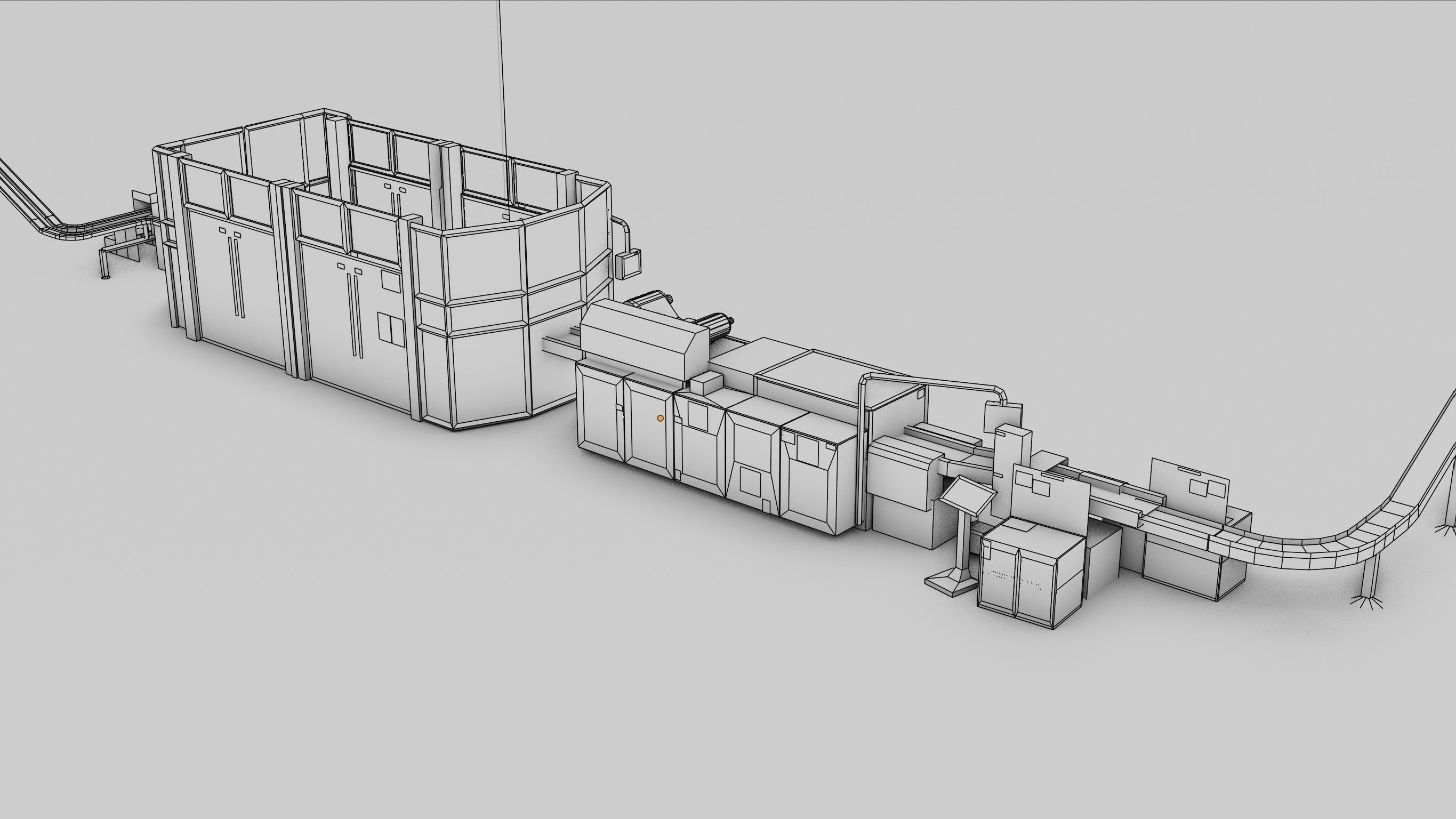Packaging Line Low-poly 3D model_1