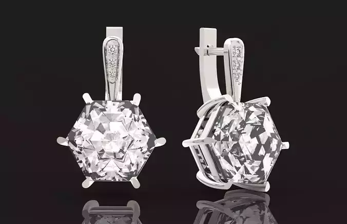 elegant earrings with 6 prongs stones 663