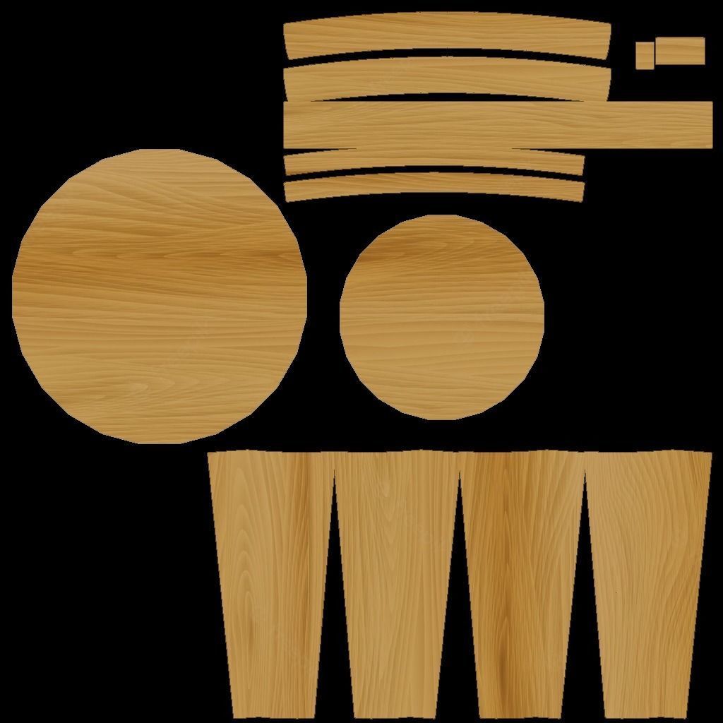 Seet Low-Poly Game-Ready round wooden stool Low-poly 3D model_10