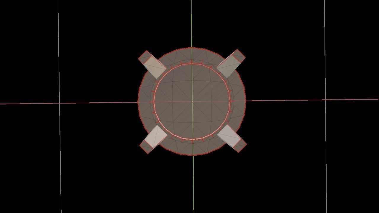 Seet Low-Poly Game-Ready round wooden stool Low-poly 3D model_7