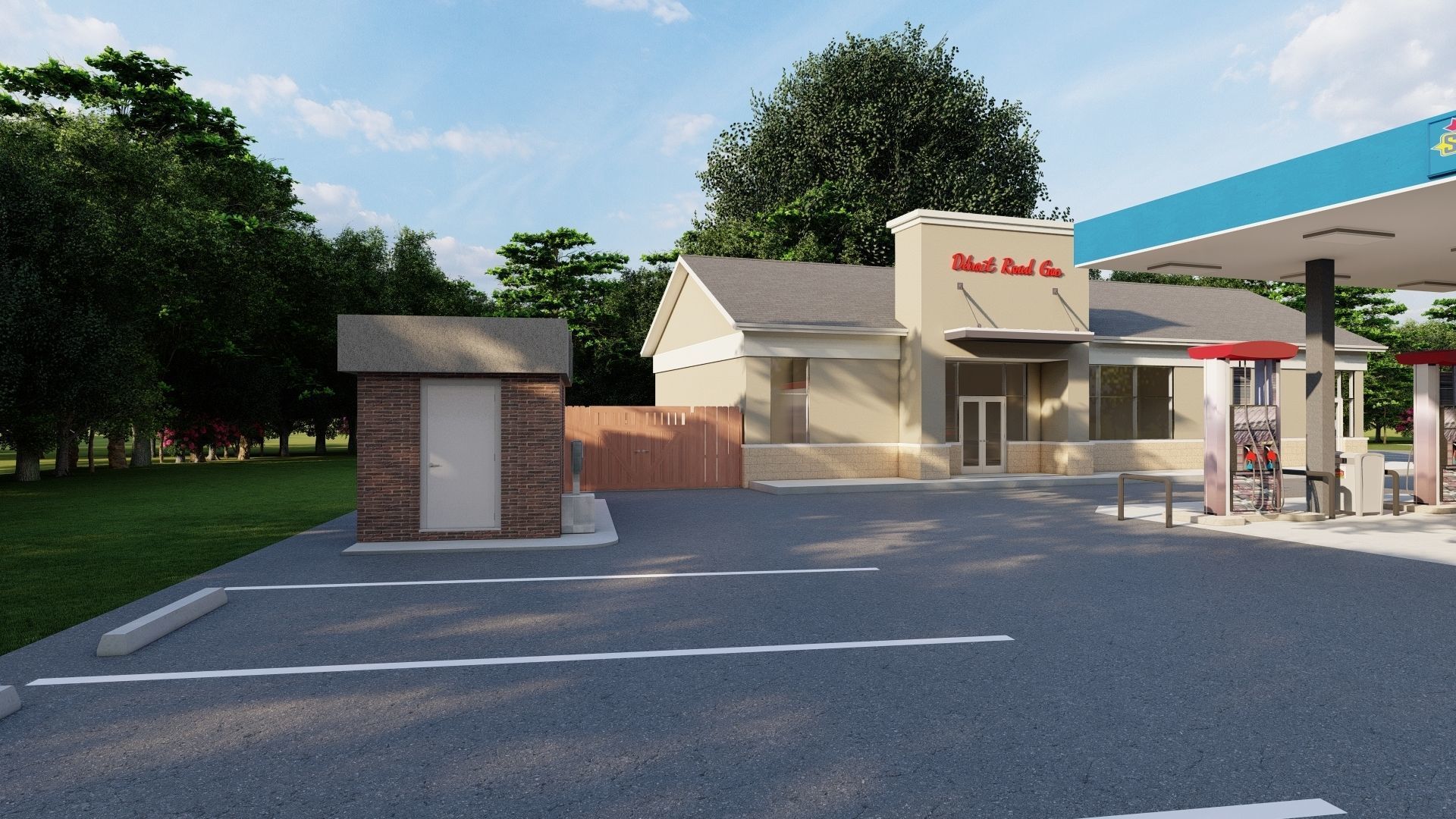 Small Sunoco Gas Station 3D model_3