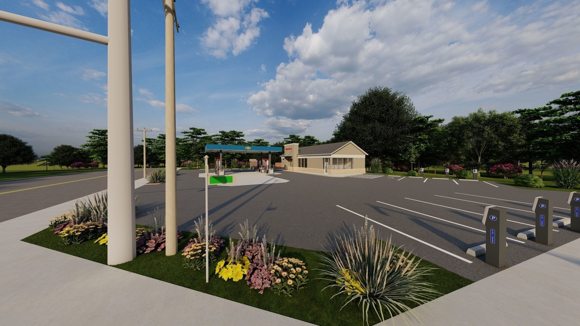 Small Sunoco Gas Station 3D model_10