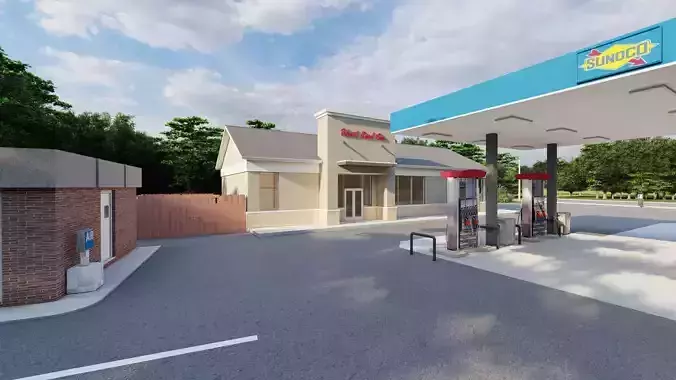 Small Sunoco Gas Station 3D model
