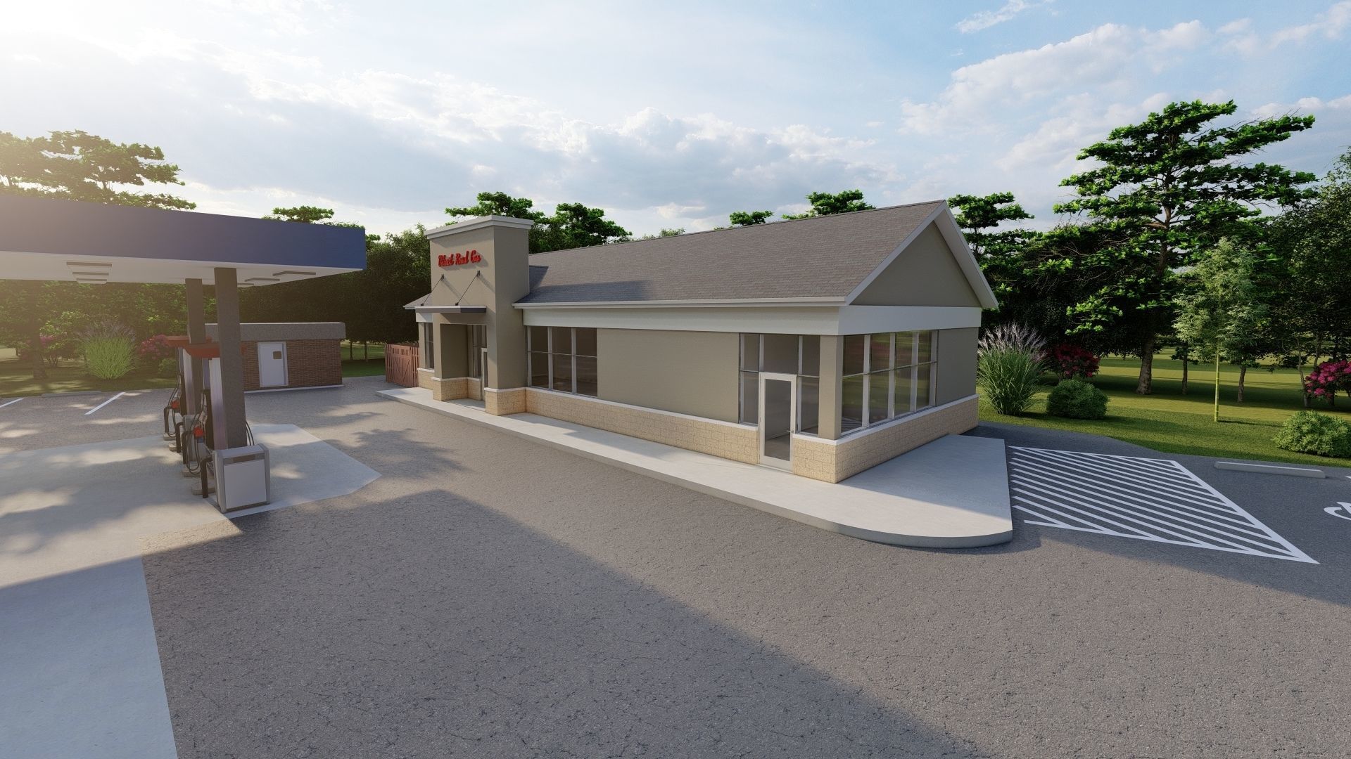 Small Sunoco Gas Station 3D model_6