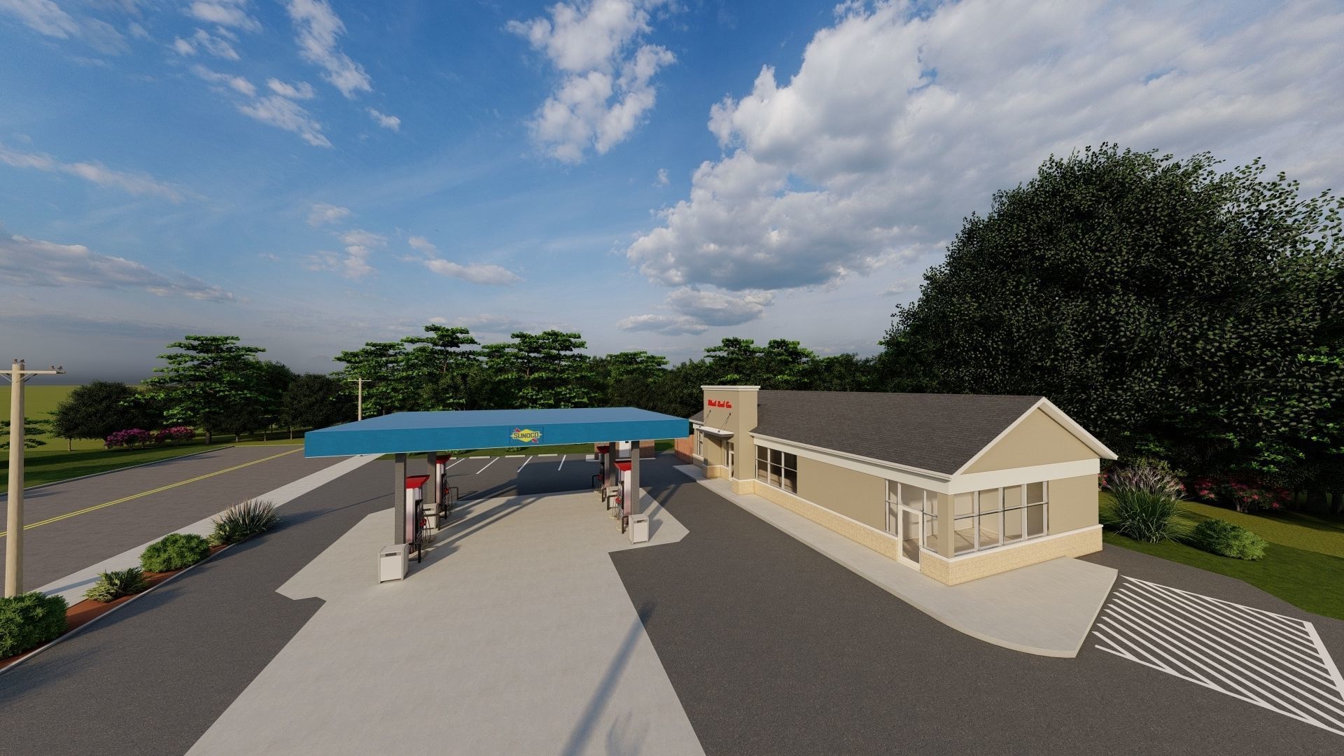 Small Sunoco Gas Station 3D model_11