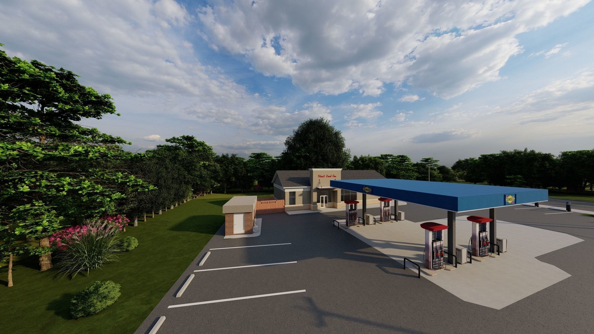 Small Sunoco Gas Station 3D model_1