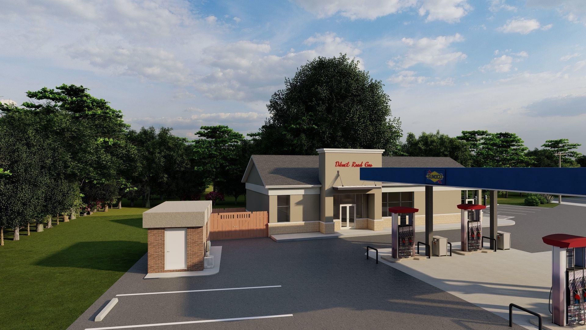 Small Sunoco Gas Station 3D model_2