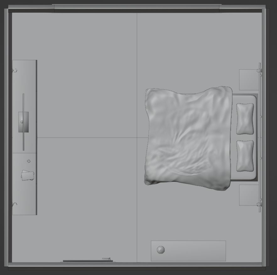 Fully decorated and textured bedroom 3D model_6