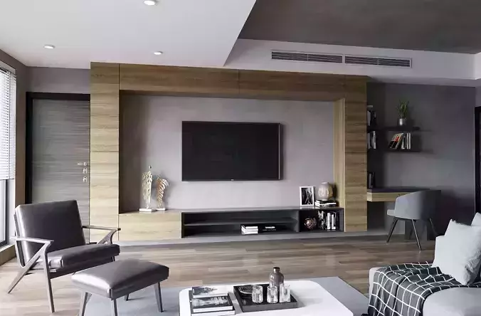 industrial living room interior scene 3D model