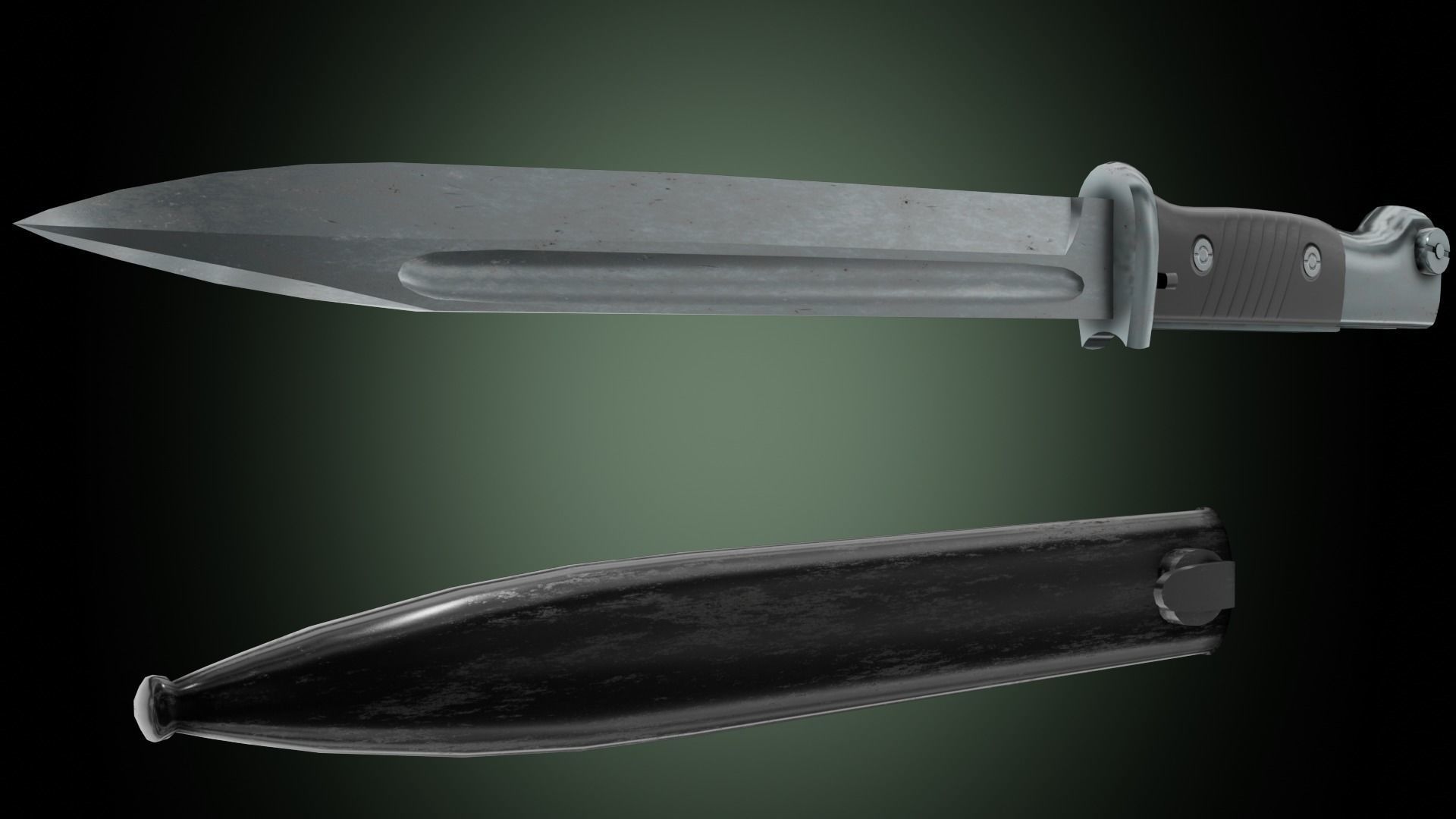 k98 bayonet Low-poly 3D model_8