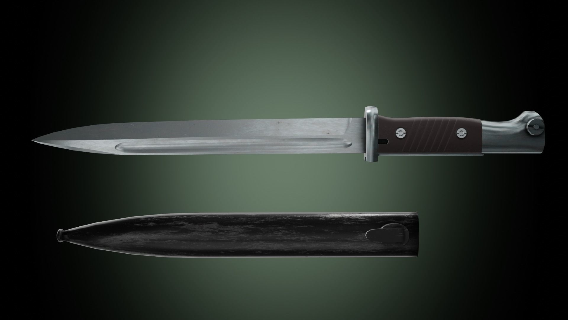 k98 bayonet Low-poly 3D model_1