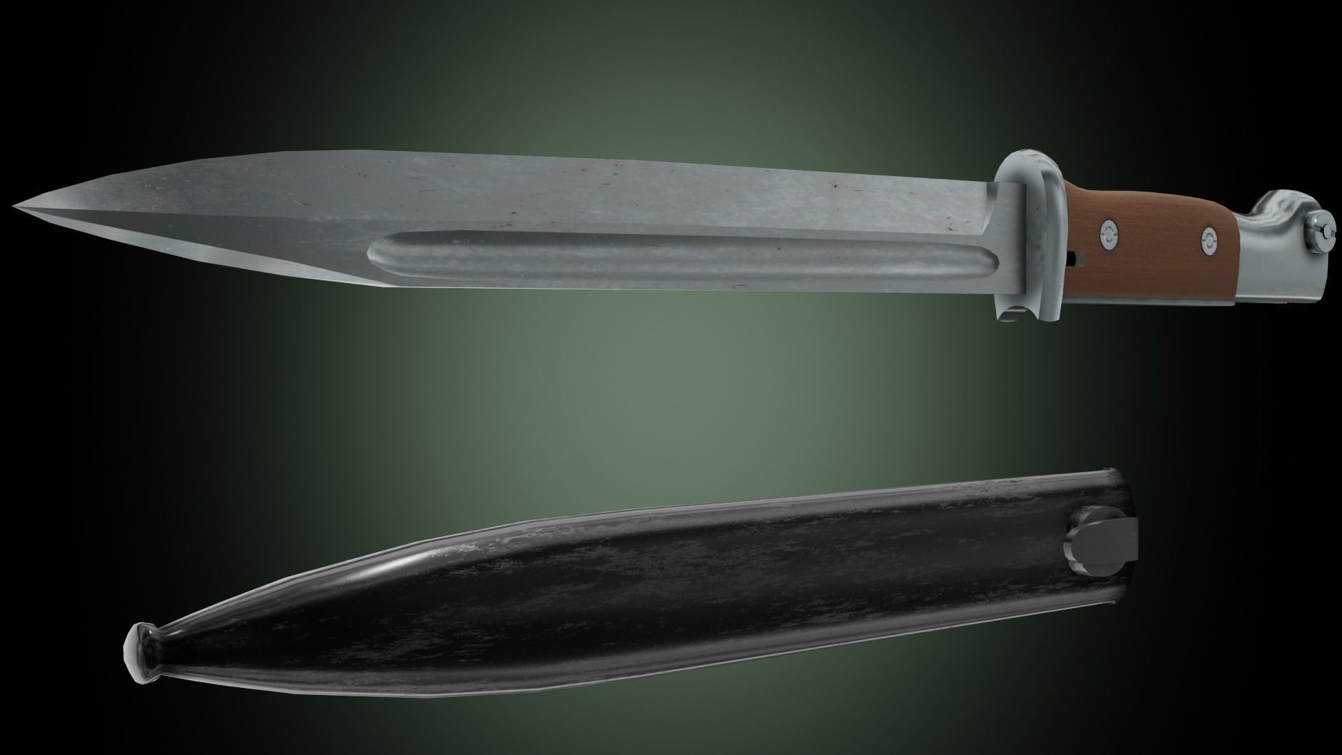 k98 bayonet Low-poly 3D model_6