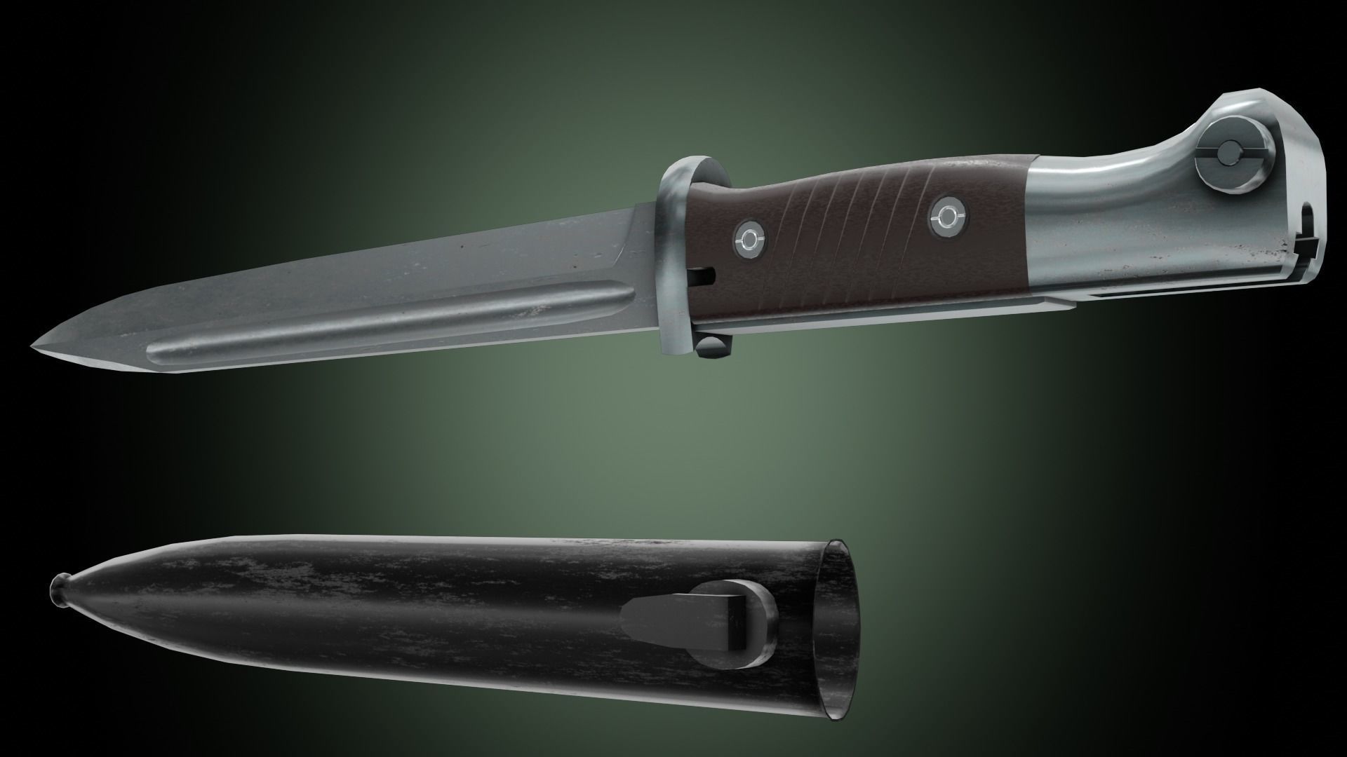 k98 bayonet Low-poly 3D model_13