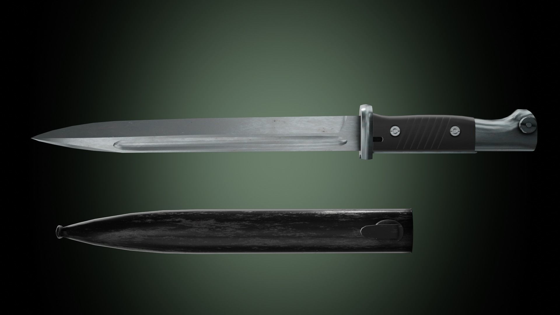 k98 bayonet Low-poly 3D model_2