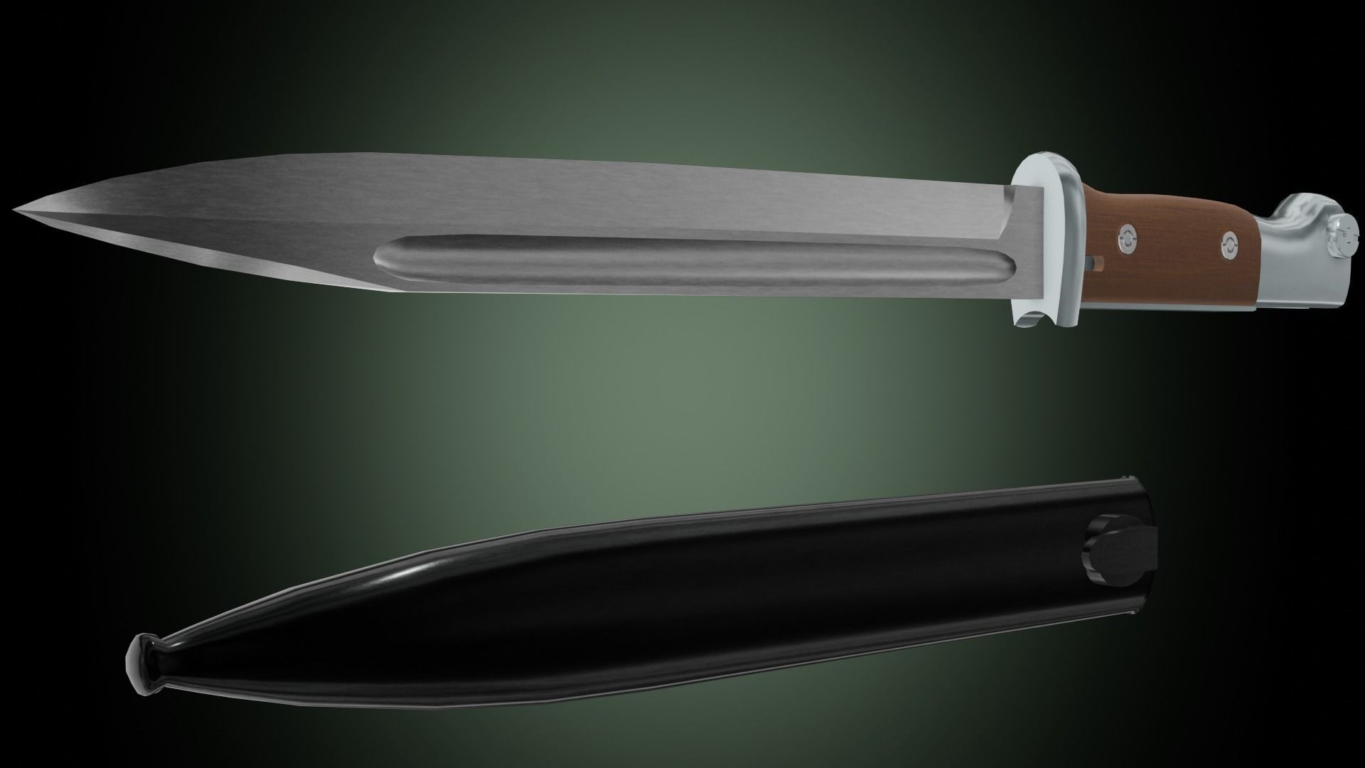 k98 bayonet Low-poly 3D model_9