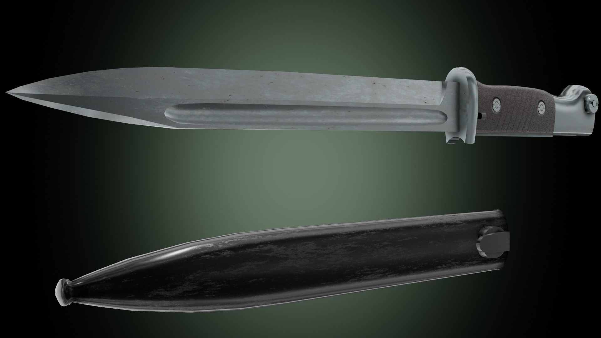 k98 bayonet Low-poly 3D model_7
