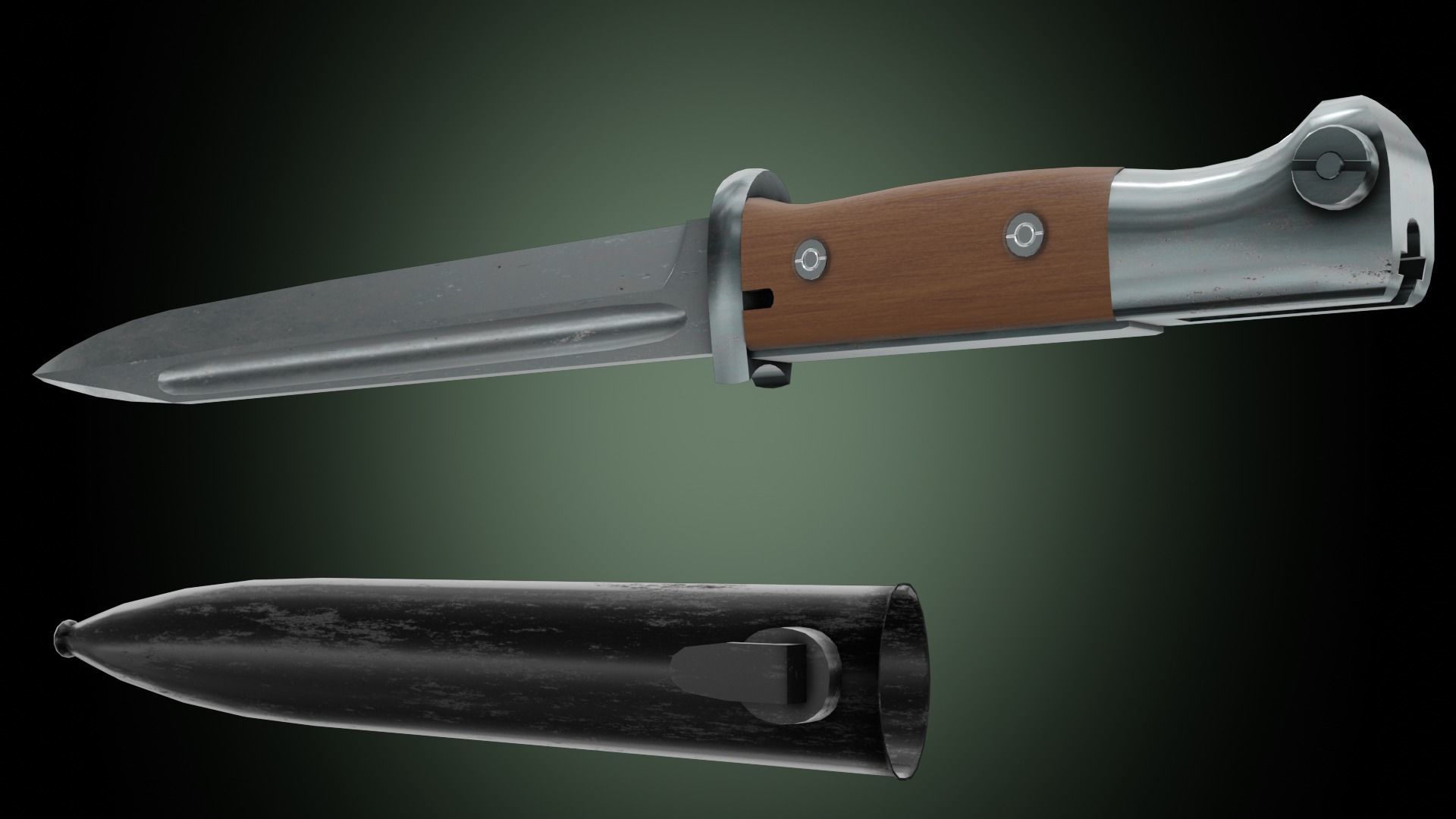 k98 bayonet Low-poly 3D model_12