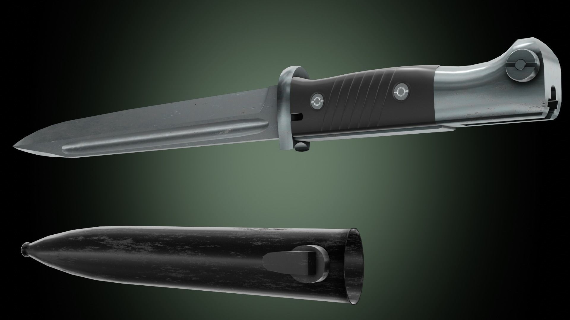 k98 bayonet Low-poly 3D model_14