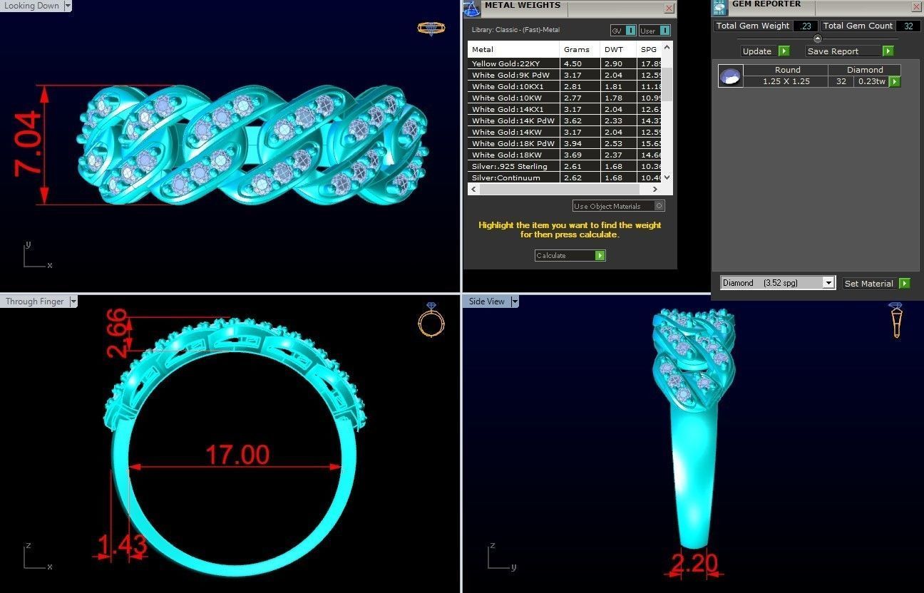 Chain ring - Miami Cuban ring - Link ring - N367 3D print model_7
