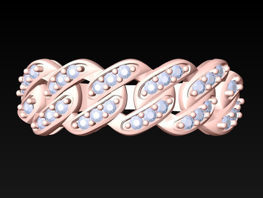 Chain ring - Miami Cuban ring - Link ring - N367 3D print model_1