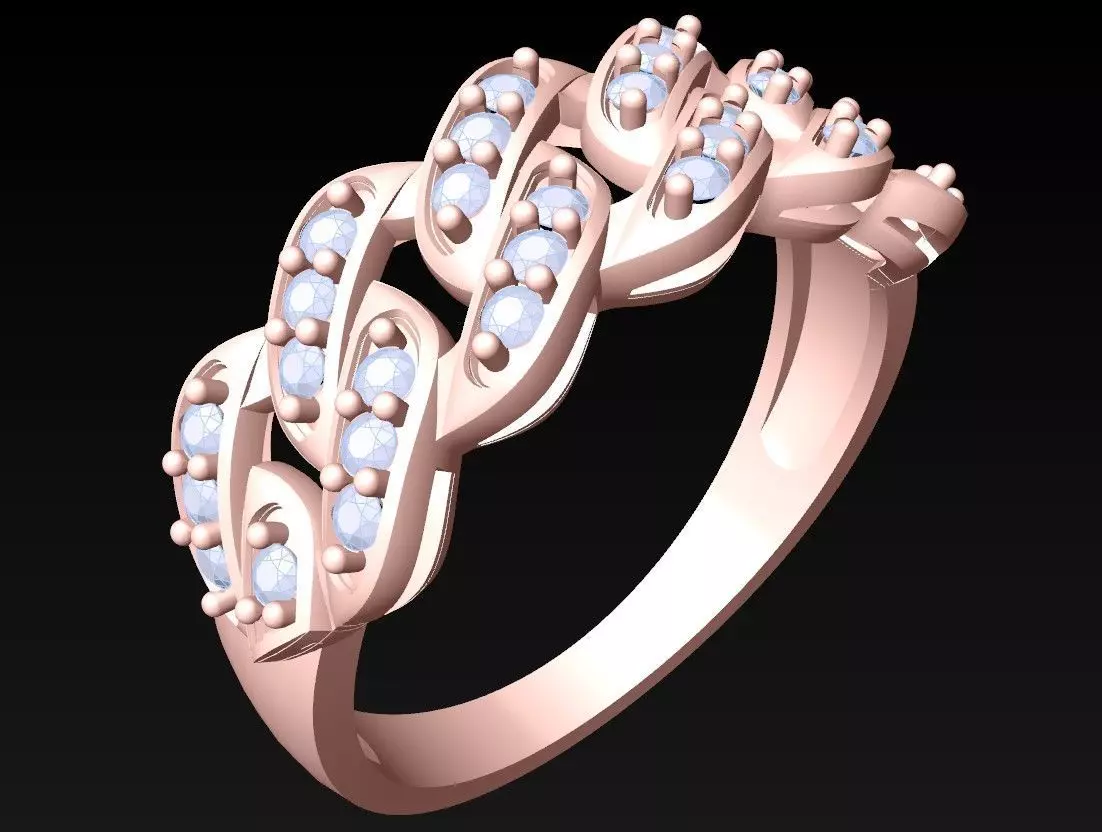 Chain ring - Miami Cuban ring - Link ring - N367 3D print model_0