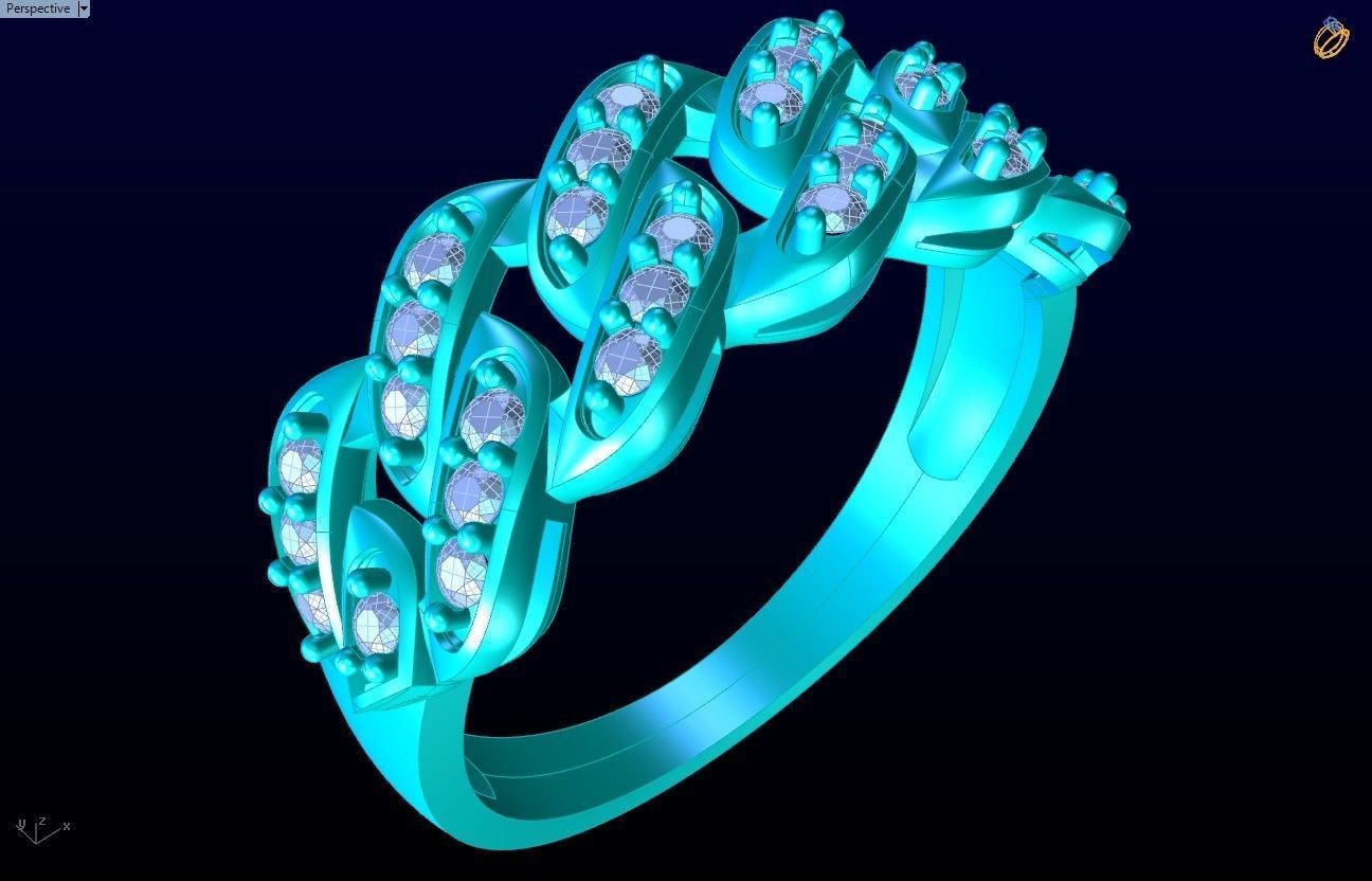 Chain ring - Miami Cuban ring - Link ring - N367 3D print model_9