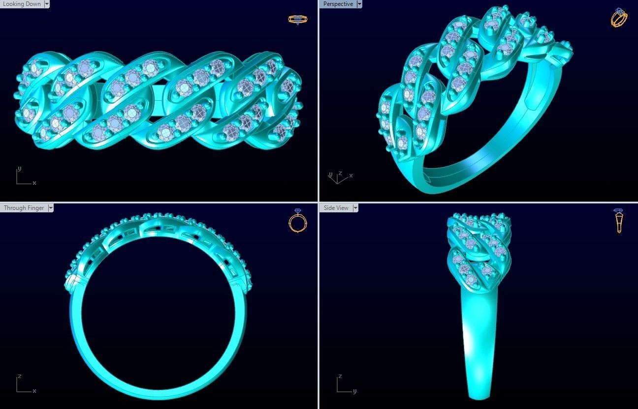 Chain ring - Miami Cuban ring - Link ring - N367 3D print model_10