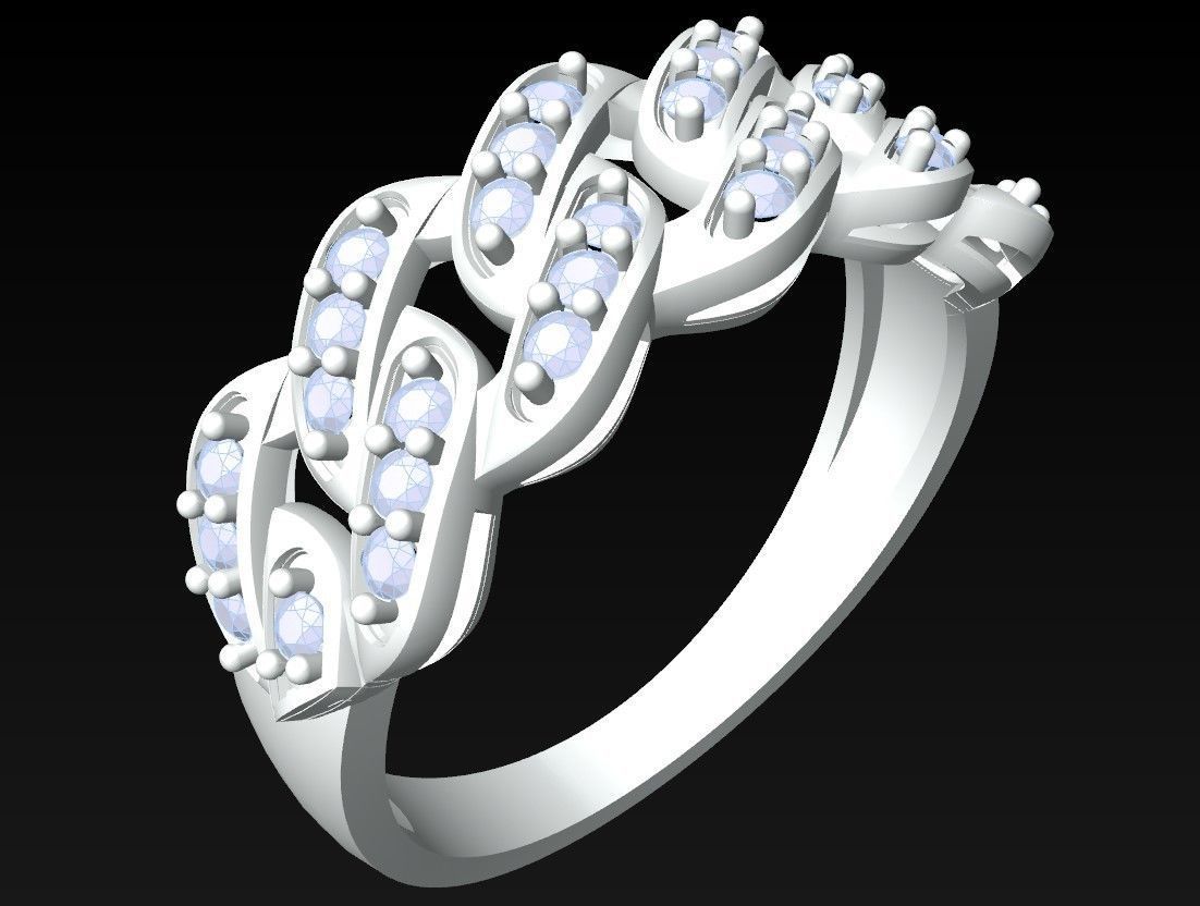 Chain ring - Miami Cuban ring - Link ring - N367 3D print model_6
